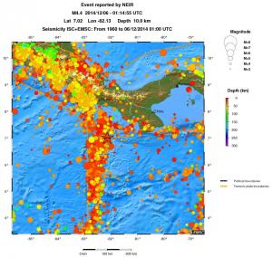 regional depth historical seismicity