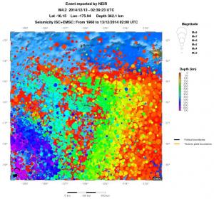 regional depth historical seismicity