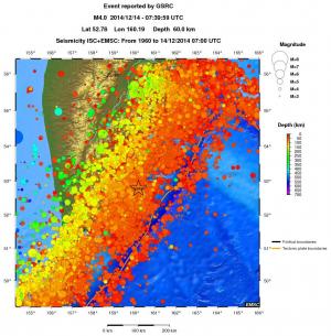 regional depth historical seismicity