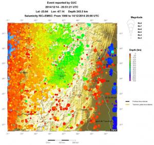 regional depth historical seismicity