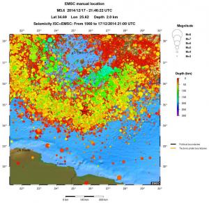 regional depth historical seismicity