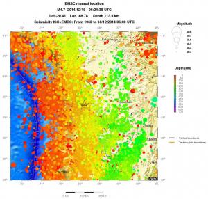 regional depth historical seismicity