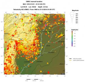 regional depth historical seismicity