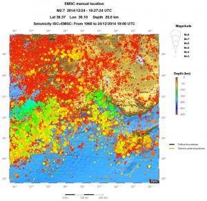 regional depth historical seismicity