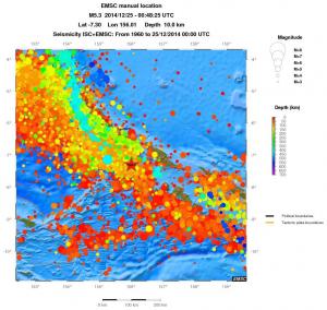 regional depth historical seismicity