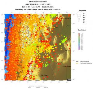 regional depth historical seismicity