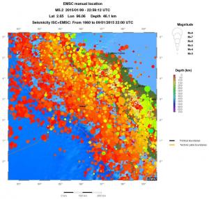 regional depth historical seismicity