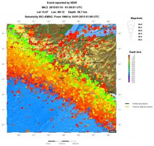 regional depth historical seismicity