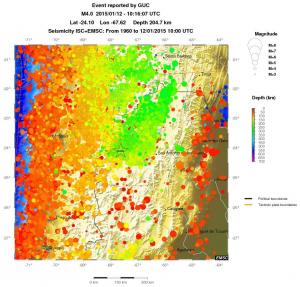 regional depth historical seismicity