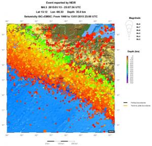 regional depth historical seismicity