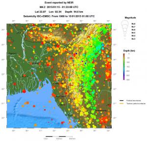 regional depth historical seismicity