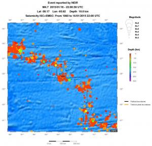 regional depth historical seismicity