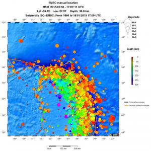 regional depth historical seismicity