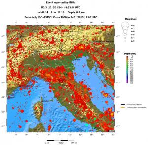 regional depth historical seismicity