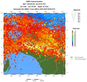 regional depth historical seismicity