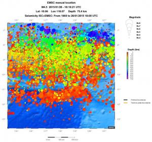 regional depth historical seismicity