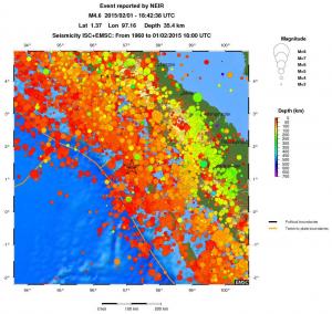 regional depth historical seismicity