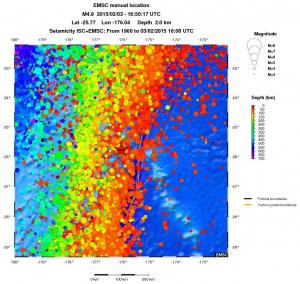 regional depth historical seismicity