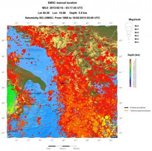 regional depth historical seismicity