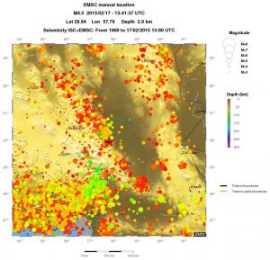 regional depth historical seismicity
