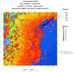 regional depth historical seismicity