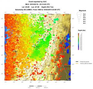 regional depth historical seismicity
