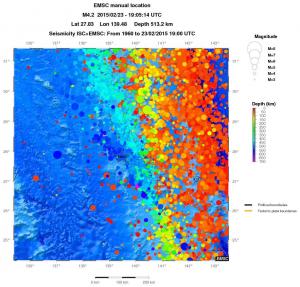 regional depth historical seismicity