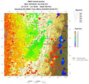 regional depth historical seismicity