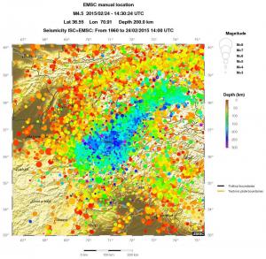 regional depth historical seismicity