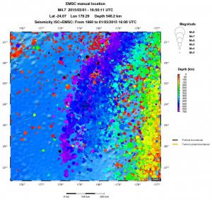 regional depth historical seismicity