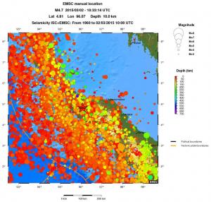 regional depth historical seismicity