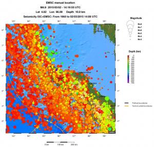 regional depth historical seismicity