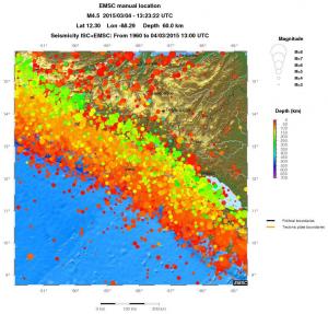 regional depth historical seismicity