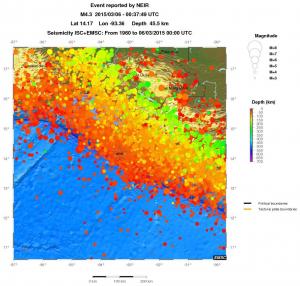 regional depth historical seismicity