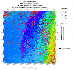 regional depth historical seismicity
