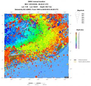 regional depth historical seismicity