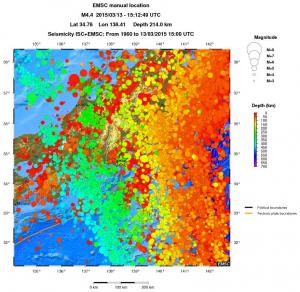 regional depth historical seismicity
