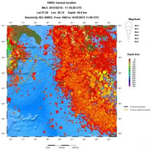 regional depth historical seismicity