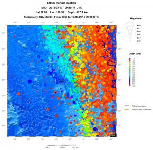 regional depth historical seismicity