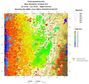 regional depth historical seismicity