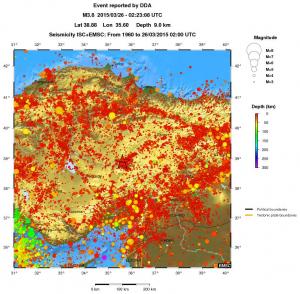 regional depth historical seismicity