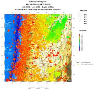 regional depth historical seismicity