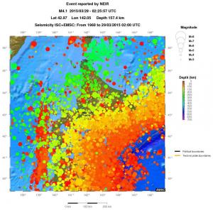 regional depth historical seismicity