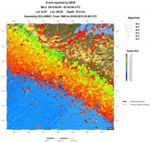regional depth historical seismicity