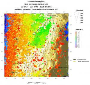 regional depth historical seismicity