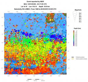 regional depth historical seismicity