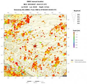 regional depth historical seismicity