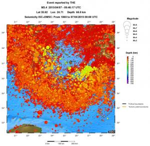regional depth historical seismicity