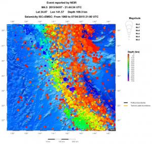 regional depth historical seismicity