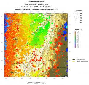 regional depth historical seismicity